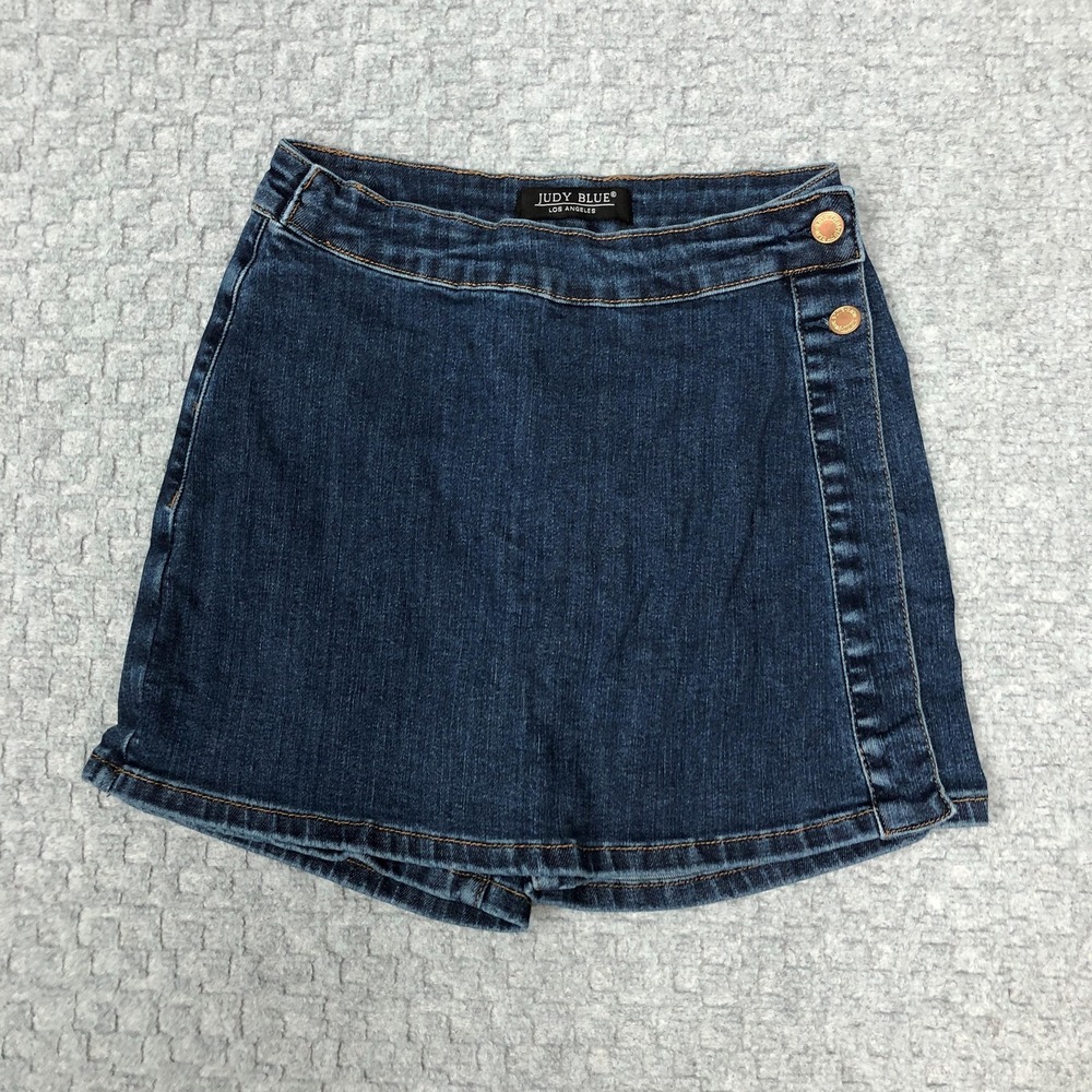 Judy Blue Skort Womens Small Dark Wash Denim Wrap Front Stretch Shorts Casual